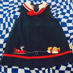 Vintage Winnie the Pooh Polka Dot Sailor Dress – Toddler Size 18-24m